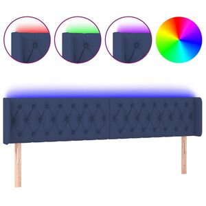 vidaXL Galvūgalis su LED, mėlynos spalvos, 203x16x78/88cm, audinys