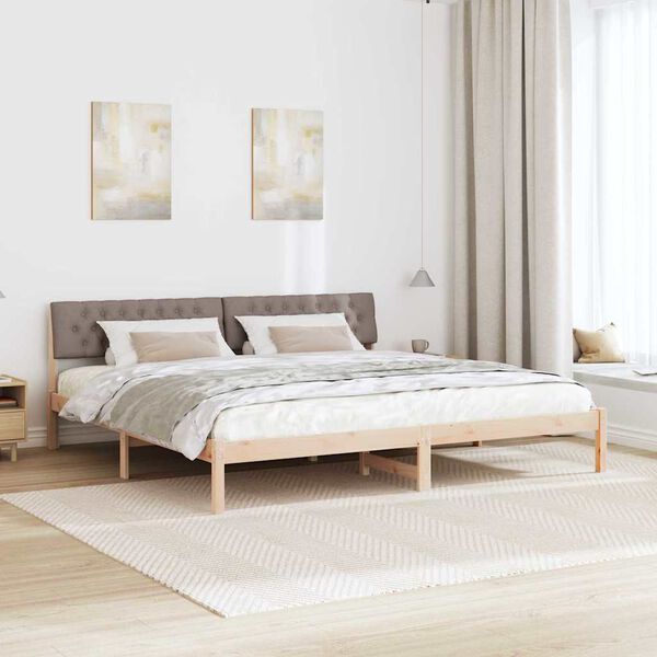 vidaXL Lovos rėmas Ruda ir taupe 200 x 200 cm Pu&scaron;ies masyvas