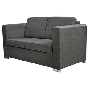 vidaXL Dvivietė sofa, audinys, tamsiai pilka