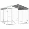 vidaXL Lauko voljeras &scaron;unims su stogu, sidabrinis, 3x3x2,5m, plienas