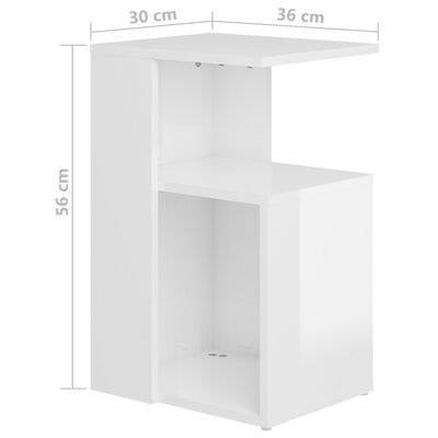 vidaXL Šoninis staliukas, baltos spalvos, 36x30x56cm, MDP, blizgus