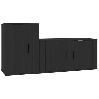 vidaXL Televizoriaus spintelių komplektas, 2 dalių, juodas, mediena