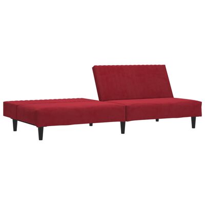 vidaXL Dvivietė sofa-lova, raudonojo vyno spalvos, aksomas