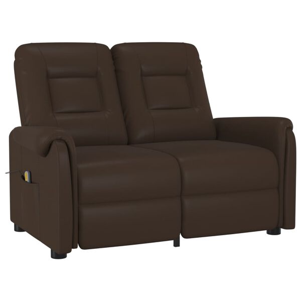 vidaXL Dvivietis atlošiamas masažinis krėslas, rudas, dirbtinė oda