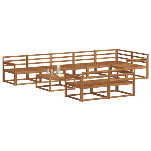 vidaXL Lauko sofos komplektas 9 pcs Natūrali Kietos akacijos mediena