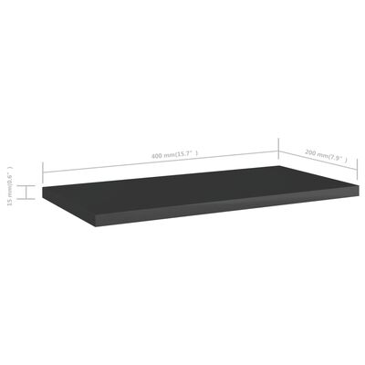 vidaXL Knygų lentynos plokštės, 8vnt., juodos, 40x20x1,5cm, MDP