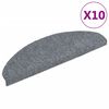 vidaXL Laiptų kilimėliai, lipnūs, 10 vnt., 65x21x4 cm, &scaron;viesiai pilki, pusapvaliai, dideli