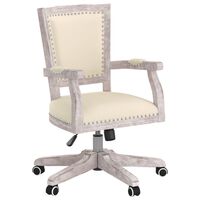 vidaXL Pasukama biuro kėdė, smėlio spalvos, linas
