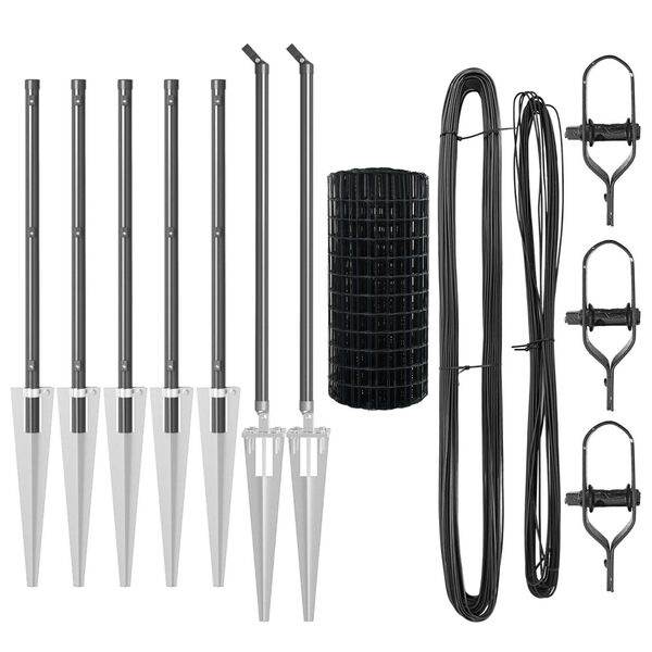 vidaXL Tvora su stulpais Pilka 0,6 x 10 m Plienas ir PVC