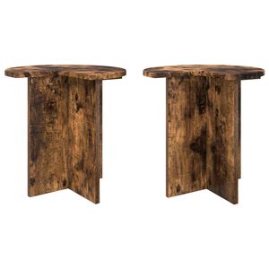 vidaXL &Scaron;oninis stalas su saugykla 2 pcs Dūminio ąžuolo &Oslash; 39 x 38 cm