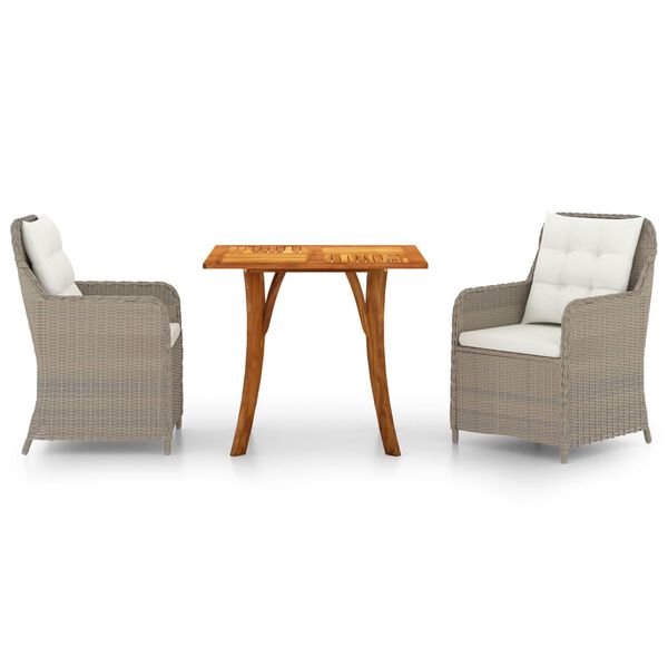 vidaXL Sodo valgomojo baldų komplektas, 3 dalių, rudos spalvos