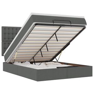 vidaXL Osmanų lova su čiužiniu ir LED tamsiai pilka 140x190cm audinys