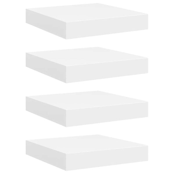 vidaXL Pakabinamos lentynos, 4vnt., baltos, 23x23,5x3,8cm, MDF