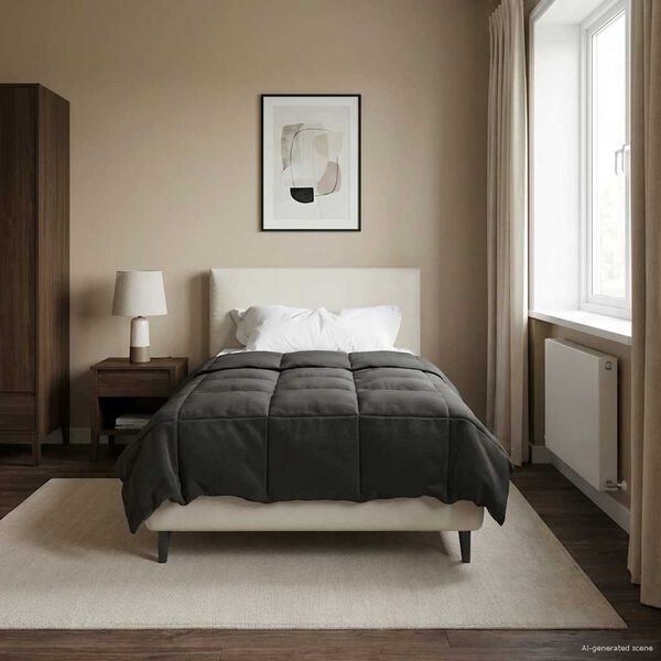 vidaXL Pilna metų antklodė Antracitas 135 x 200 cm Mikropluo&scaron;tas