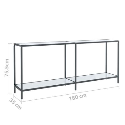 vidaXL Konsolinis staliukas, baltas, 180x35x75,5cm, grūdintas stiklas