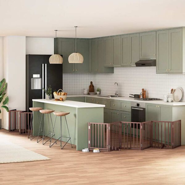 vidaXL Varteliai &scaron;unims su durimis, 12 segmentų, rudi, 600cm, tuopa