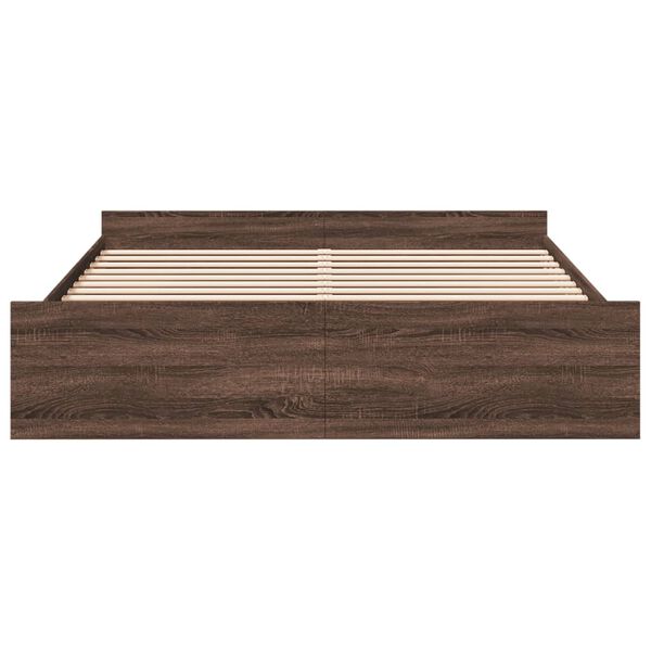 vidaXL Lovos rėmas su stalčiais, rudas ąžuolo, 200x200cm, mediena