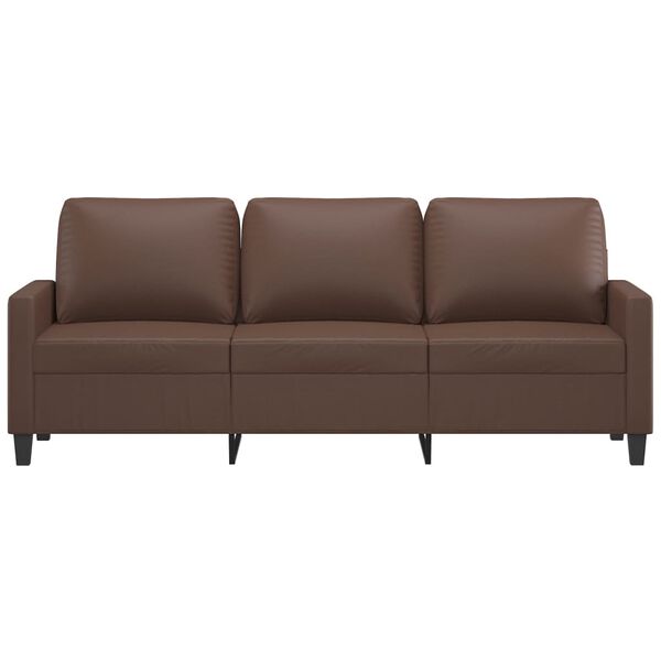 vidaXL Trivietė sofa, rudos spalvos, 180cm, dirbtinė oda