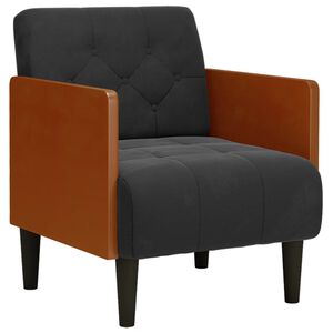 vidaXL Sofa-kėdė su porankiais, juoda, 55 cm, aksominė