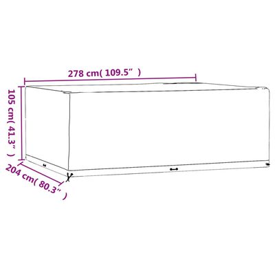 vidaXL Sodo baldų uždangalas, 278x204x105cm, 16 kilpučių, stačiakampis