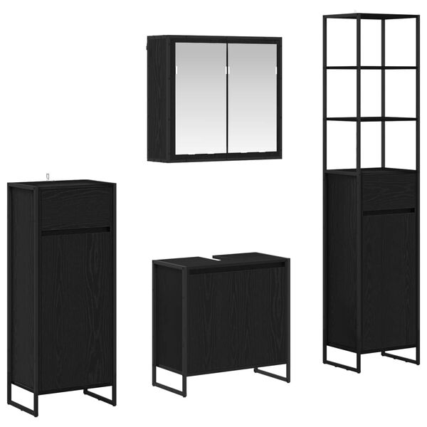 vidaXL Vonios baldų rinkinys Juodas ąžuolas Apdirbta mediena