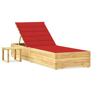 vidaXL Sodo saulės gultas su staliuku ir čiužinuku, impregnuota pu&scaron;is