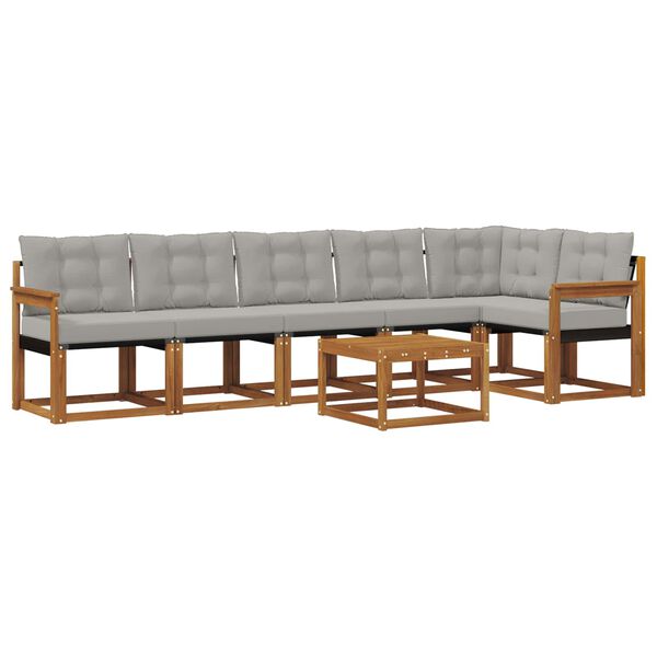 vidaXL Lauko sofos komplektas 7 pcs Natūrali ir &scaron;viesiai pilka