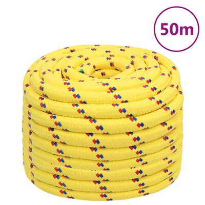vidaXL Valties virvė, geltonos spalvos, 20mm, 50m, polipropilenas