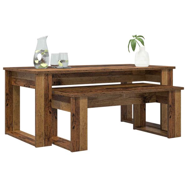 vidaXL Kavos staliuko komplektas 2 pcs Senas medis Apdirbta mediena