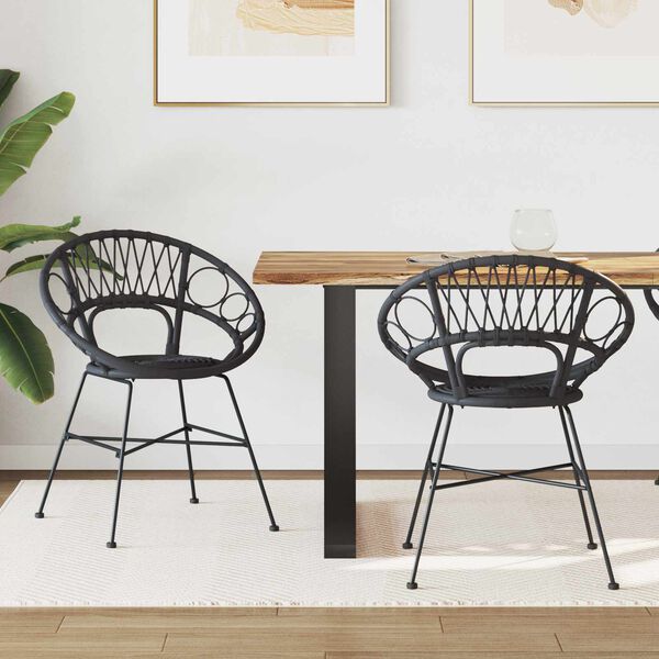 vidaXL Valgomasis krėslas 2 pcs Juoda 49 x 51 x 81 cm