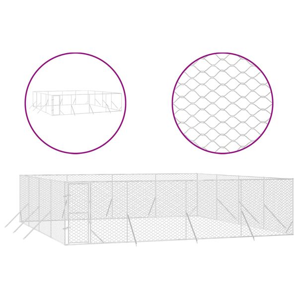 vidaXL Lauko voljeras &scaron;unims, sidabrinis, 8x8x2m, plienas