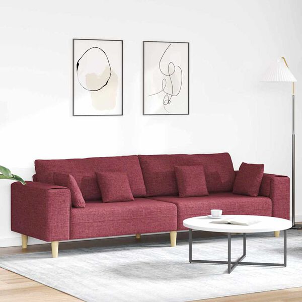vidaXL Sofa su pagalve Vyno raudona 250 x 77 x 76 cm audinys