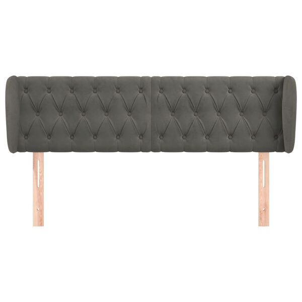 vidaXL Galvūgalis su auselėmis, tamsiai pilkos,147x23x78/88cm, aksomas