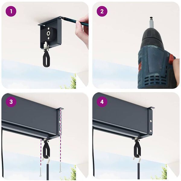 vidaXL Lauko roletas, baltos ir mėlynos spalvų, 160x250cm