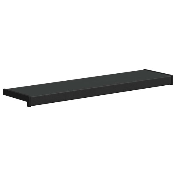 vidaXL Langų palangė Juoda su medžio ra&scaron;tu 100 x 20 x 4,5 cm PVC
