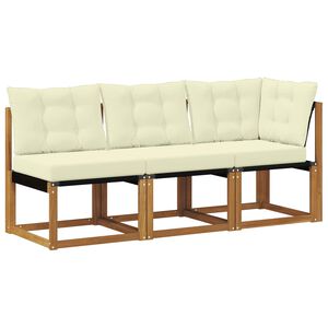 vidaXL Lauko vidurinė ir kampinė sofa su pagalve 3 Vienetas Natūrali