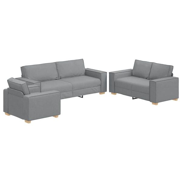 vidaXL Sofa 3 pcs &Scaron;viesiai pilka 220 x 80 x 84 cm Lino mi&scaron;inio audinys
