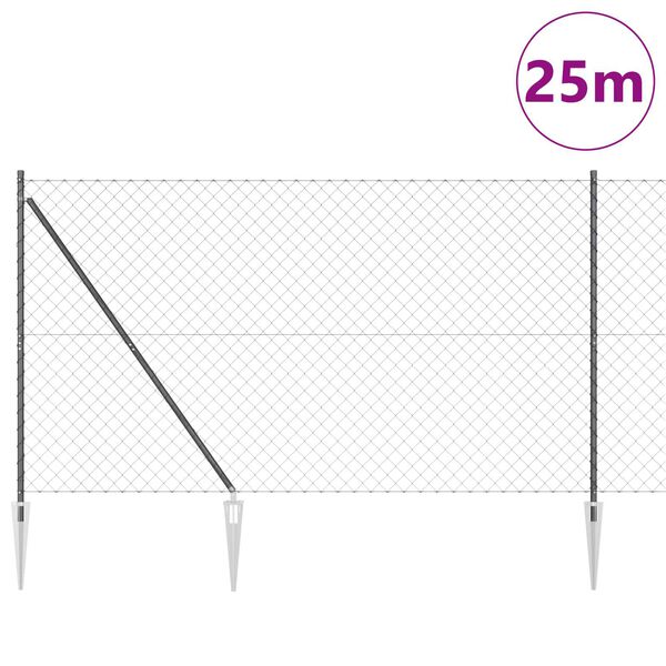 vidaXL Tvorelės stulpas Pilka 25 x 1,6 m (60 x 60 mm tinklas)