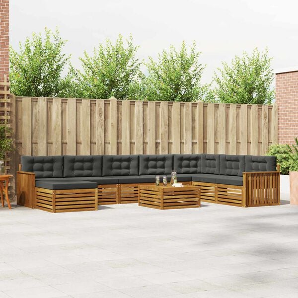 vidaXL Sofų komplektai su pagalve 9 pcs Natūralus ir antracitas