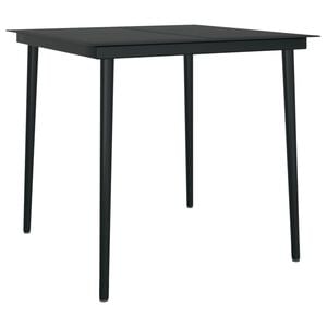 vidaXL Sodo valgomojo stalas, juodas, 80x80x74cm, plienas ir stiklas
