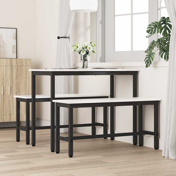 vidaXL Valgomojo suolas Balta 100 x 32,5 x 49 cm Masyvi pu&scaron;ies mediena