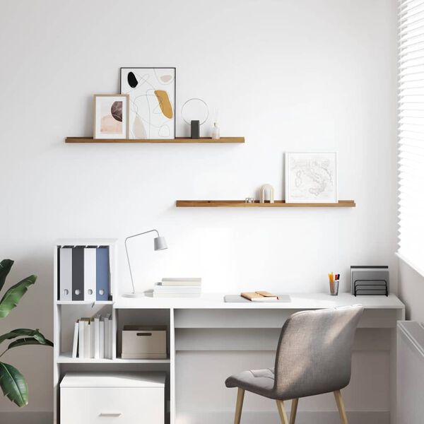 vidaXL Sieninė lentyna 2 pcs Ruda 100 x 9 x 3 cm Apdirbta mediena