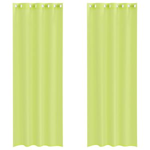 vidaXL Voile užuolaidos su įvorėmis, 2vnt., obuolio žalios, 140x260cm