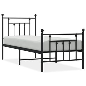 vidaXL Lovos rėmas su galvūgaliu/kojūgaliu, juodas, 75x190cm, metalas