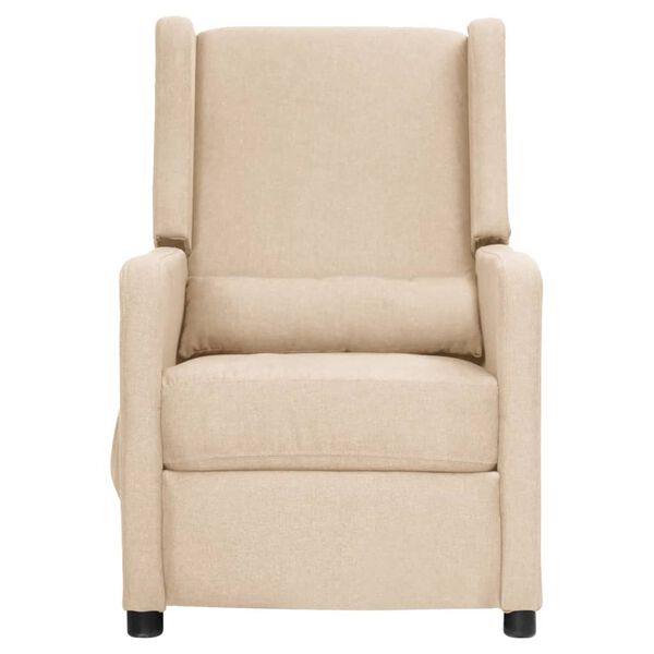 vidaXL Atsistojantis masažinis krėslas, kreminės spalvos, audinys