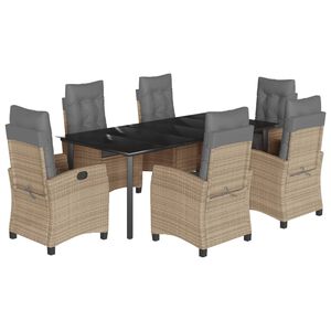 vidaXL Sodo komplektas su pagalvėlėmis, 7 dalių, smėlio, poliratanas