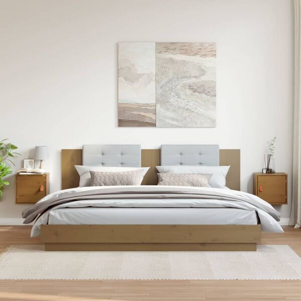 vidaXL Sieninės spintelės, 2vnt., medaus rudos, 31,5x30x30cm, pušis