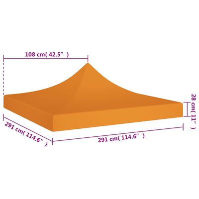 vidaXL Proginės palapinės stogas, oranžinės spalvos, 3x3m, 270 g/m²