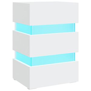 vidaXL Naktinė spintelė su LED ap&scaron;vietimu, balta, 45x35x67cm, mediena