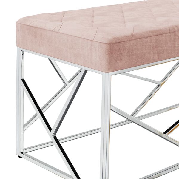 vidaXL Suoliukas, rožinis, 97cm, aksomas ir nerūdijantis plienas